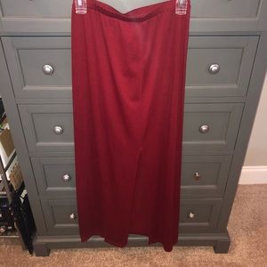Maxi red skirt with knee high slit